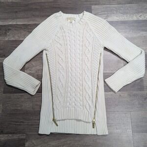 Michael Kors Cable Knit Front Zipper Detail Cream XS‎